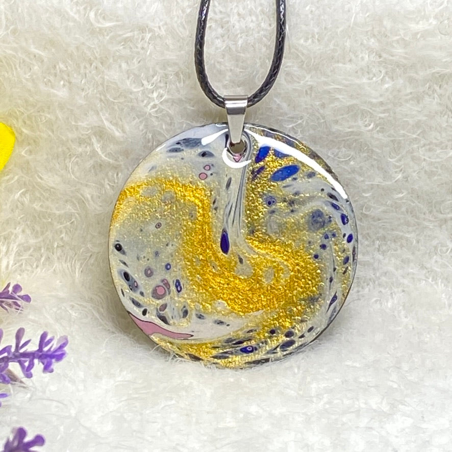 Hand Painted Iridescent Pendant Necklace