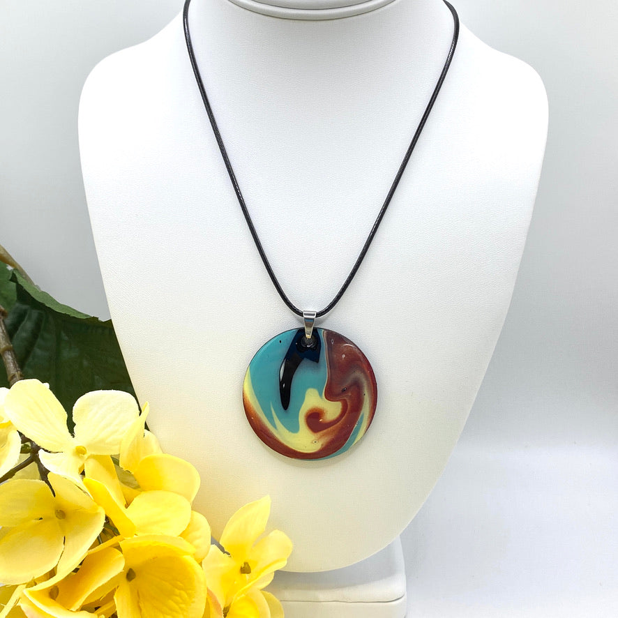 Hand Painted Iridescent Pendant Necklace