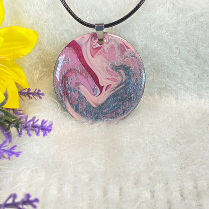 Hand Painted Iridescent Pendant Necklace