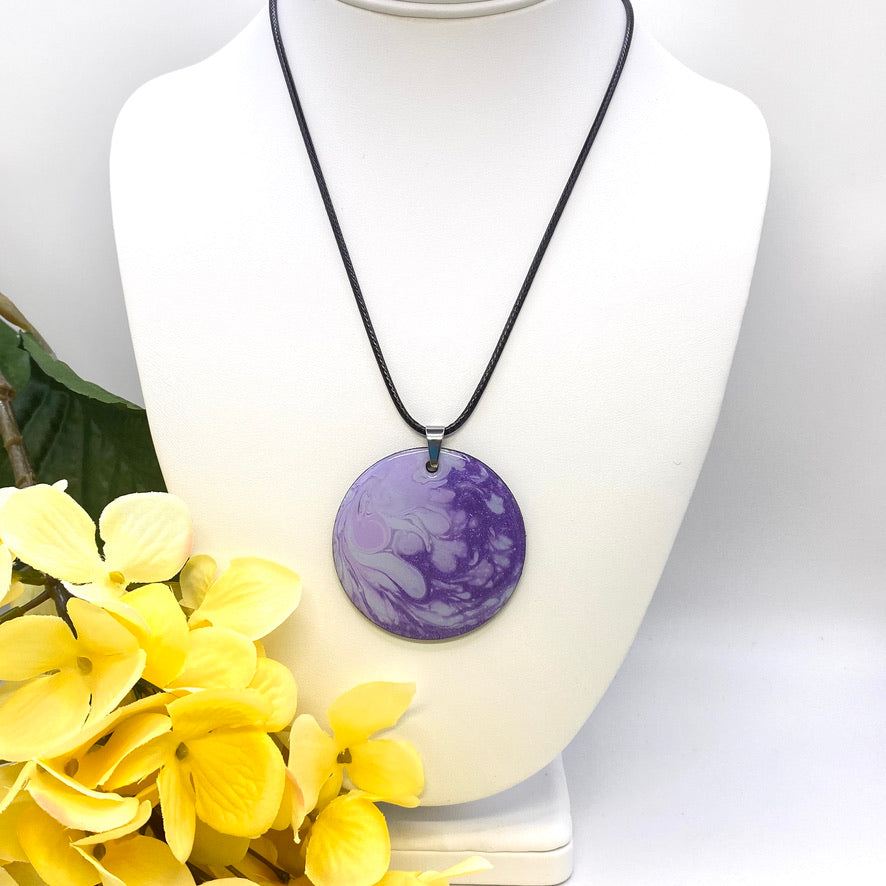 Hand Painted Iridescent Pendant Necklace