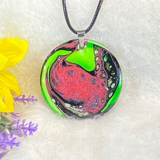 Hand Painted Iridescent Pendant Necklace