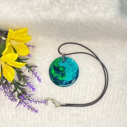 Hand Painted Iridescent Pendant Necklace