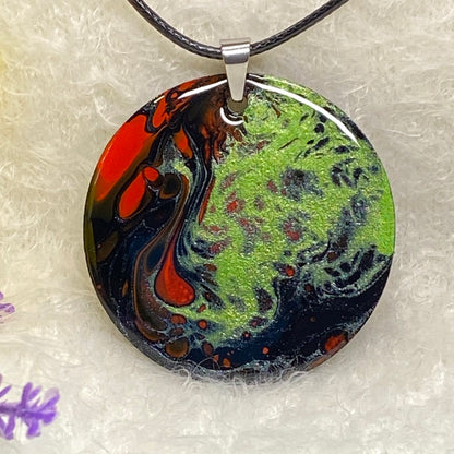 Hand Painted Iridescent Pendant Necklace