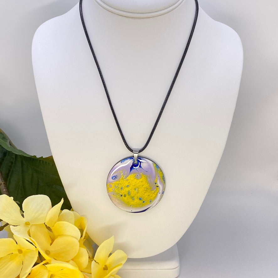 Hand Painted Iridescent Pendant Necklace