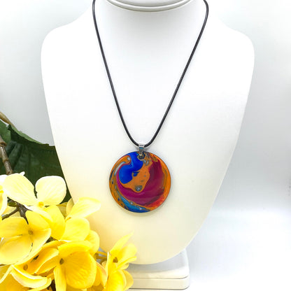 Hand Painted Iridescent Pendant Necklace