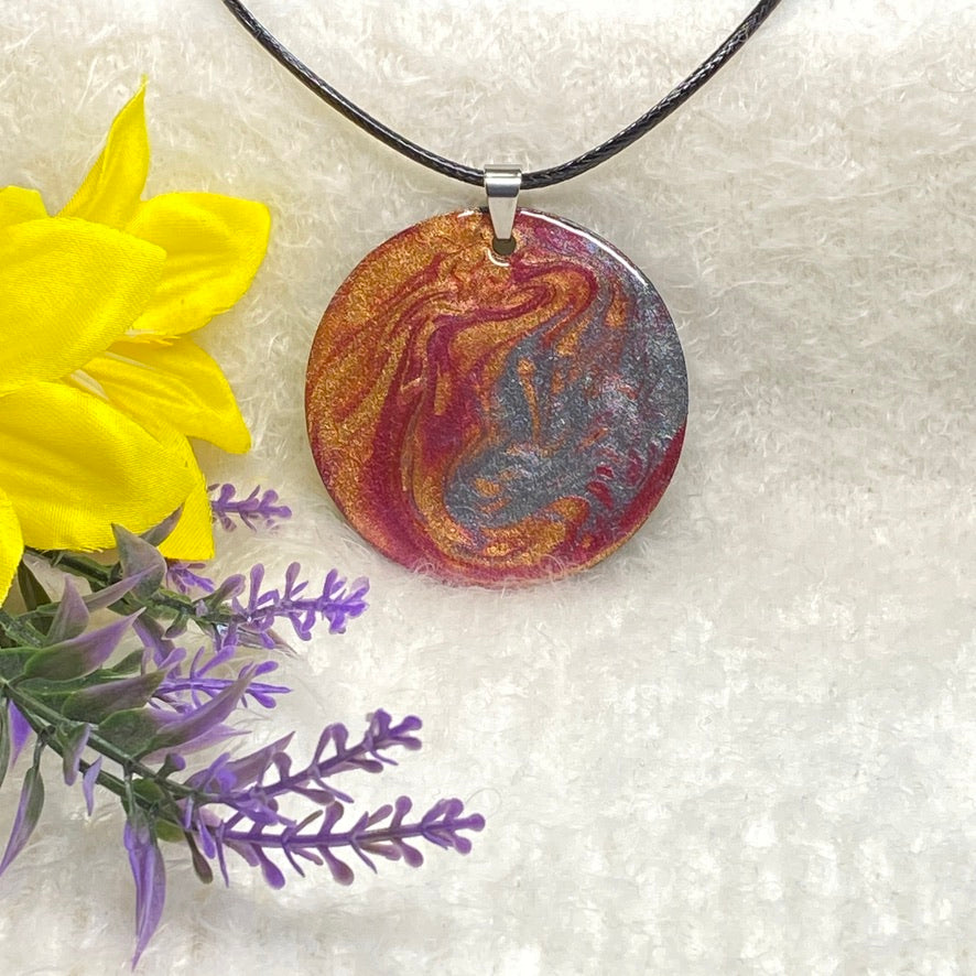 Hand Painted Iridescent Pendant Necklace