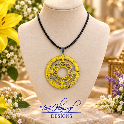 Handmade Yellow & Black Round Pendant Necklace – Women's Fashion Jewelry