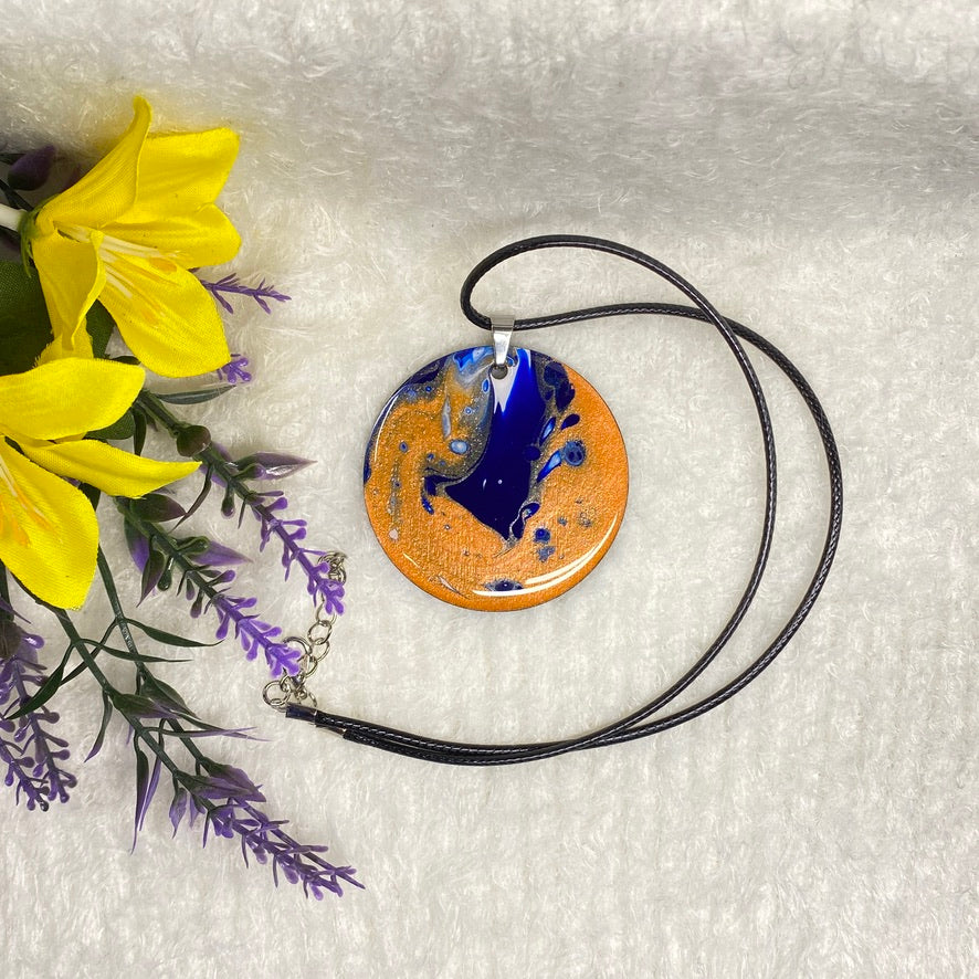 Hand Painted Iridescent Pendant Necklace