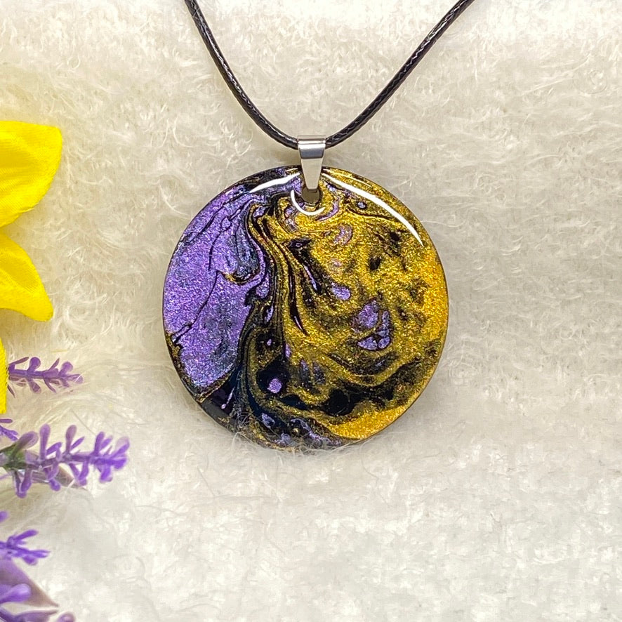 Hand Painted Iridescent Pendant Necklace