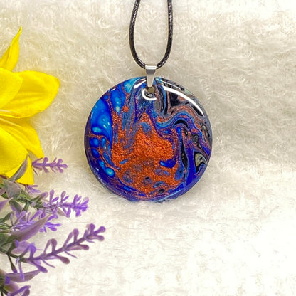 Hand Painted Iridescent Pendant Necklace