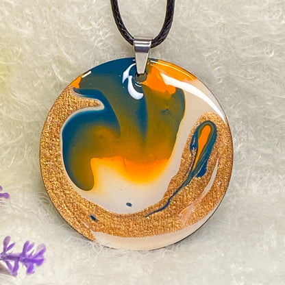 Hand Painted Iridescent Pendant Necklace