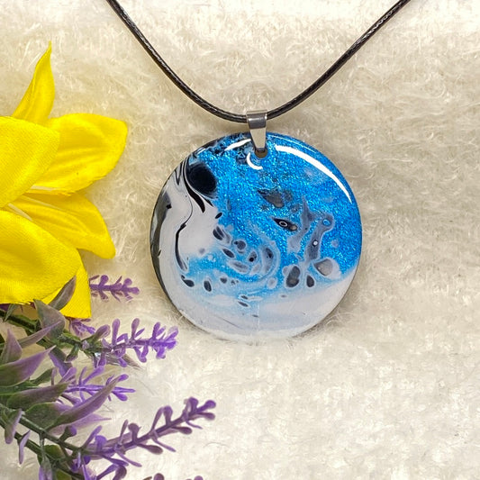 Hand Painted Iridescent Pendant Necklace