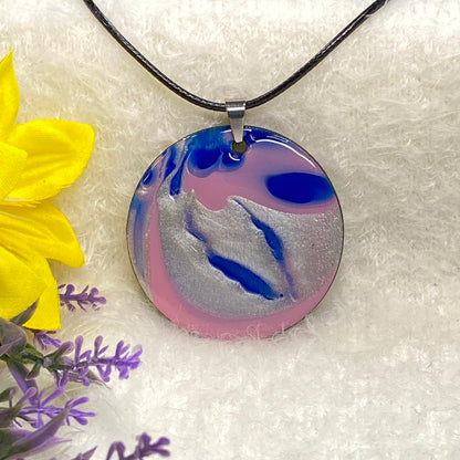 Hand Painted Iridescent Pendant Necklace