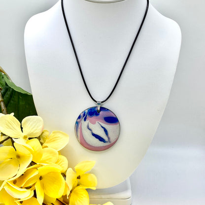 Hand Painted Iridescent Pendant Necklace