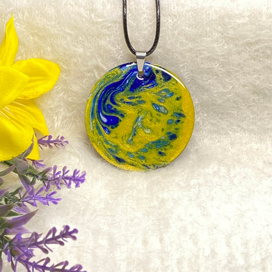 Hand Painted Iridescent Pendant Necklace