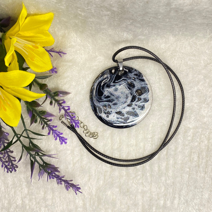 Hand Painted Iridescent Pendant Necklace