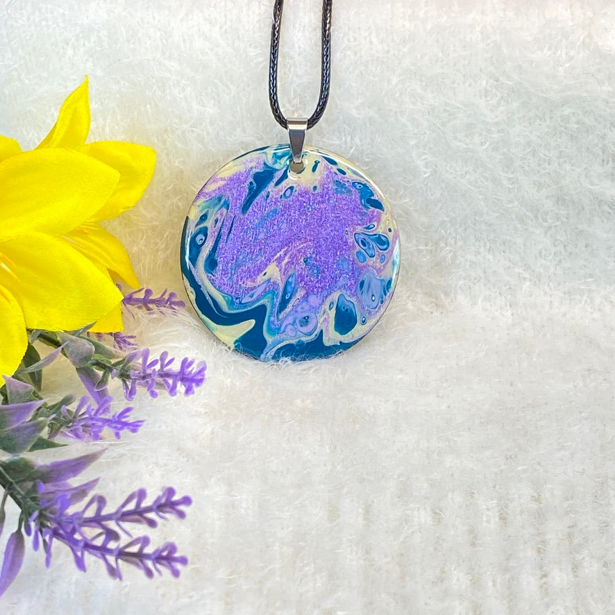 Hand Painted Iridescent Pendant Necklace