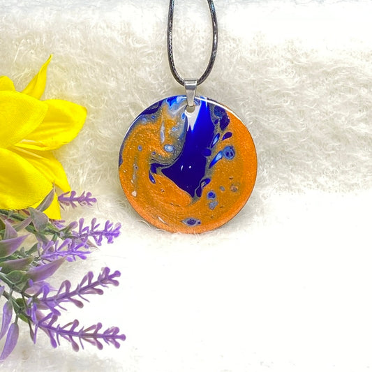 Hand Painted Iridescent Pendant Necklace