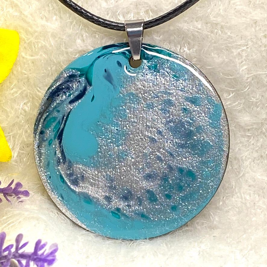 Hand Painted Iridescent Pendant Necklace