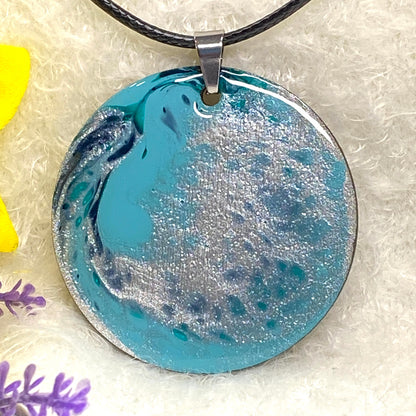 Hand Painted Iridescent Pendant Necklace