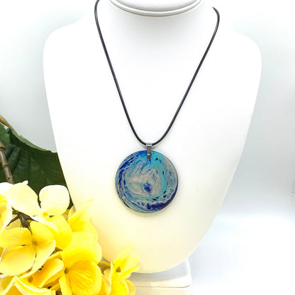 Hand Painted Iridescent Pendant Necklace