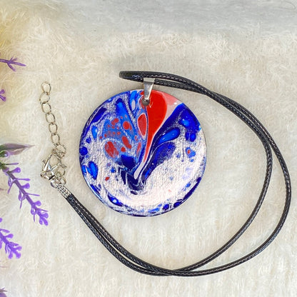 Hand Painted Iridescent Pendant Necklace