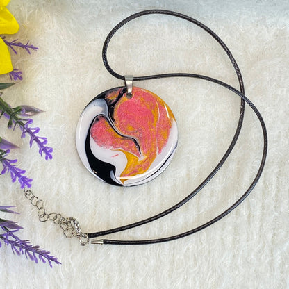 Hand Painted Iridescent Pendant Necklace