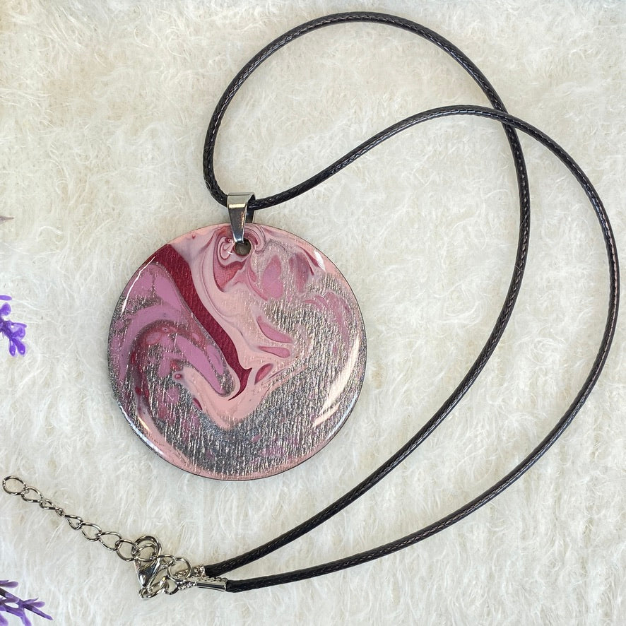 Hand Painted Iridescent Pendant Necklace