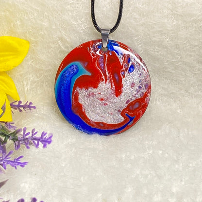 Hand Painted Iridescent Pendant Necklace