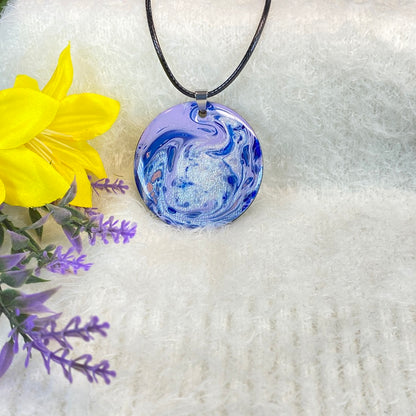 Hand Painted Iridescent Pendant Necklace