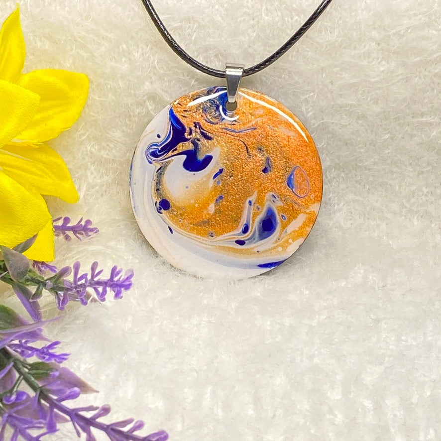 Hand Painted Iridescent Pendant Necklace