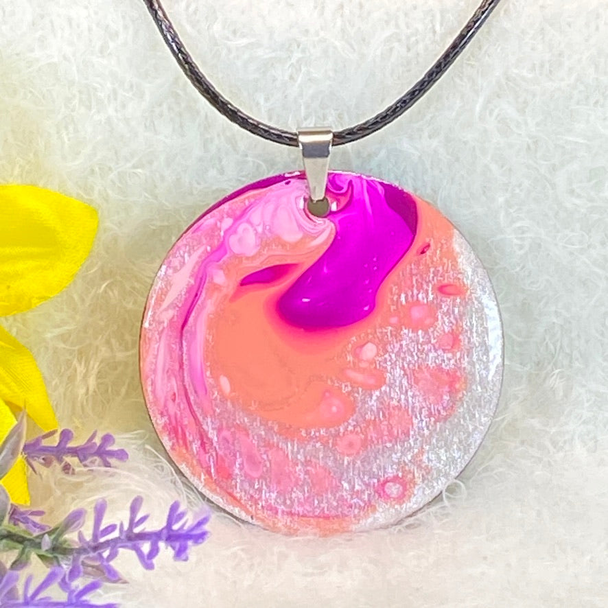 Hand Painted Iridescent Pendant Necklace