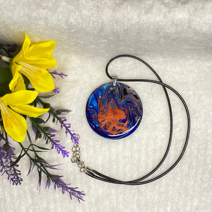 Hand Painted Iridescent Pendant Necklace