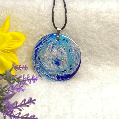 Hand Painted Iridescent Pendant Necklace