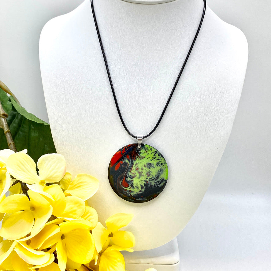 Hand Painted Iridescent Pendant Necklace