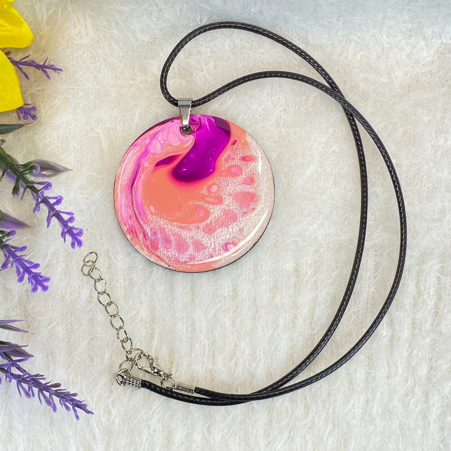 Hand Painted Iridescent Pendant Necklace