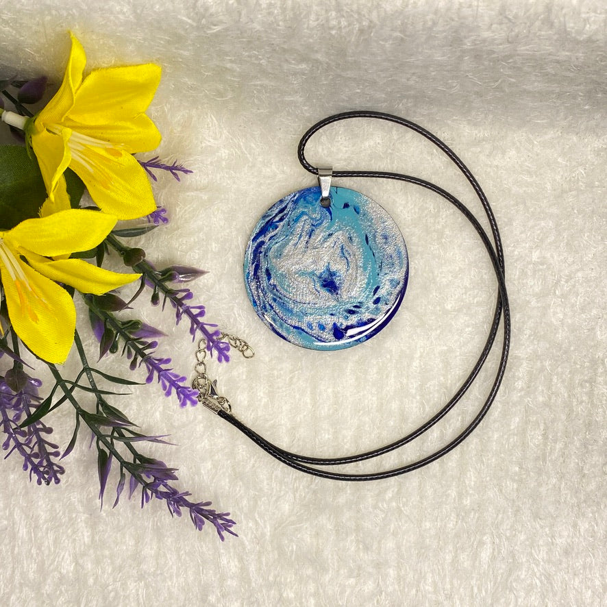 Hand Painted Iridescent Pendant Necklace