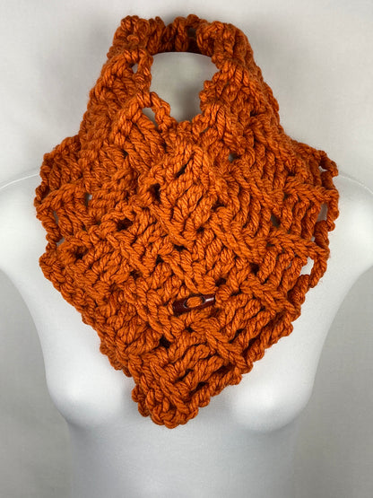 Multi Style Unisex Chunky Crochet Basket Weave Button Cowl Neck Warmer Gaiter Scarf