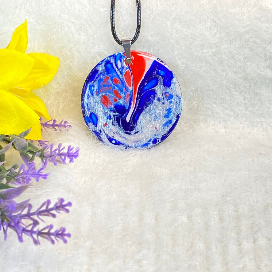 Hand Painted Iridescent Pendant Necklace