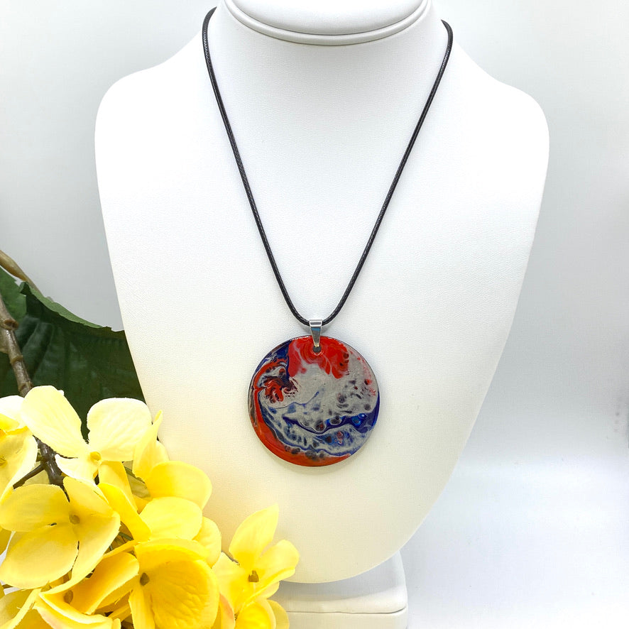 Hand Painted Iridescent Pendant Necklace