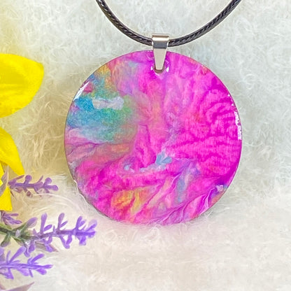 Hand Painted Iridescent Pendant Necklace