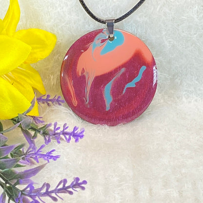 Hand Painted Iridescent Pendant Necklace