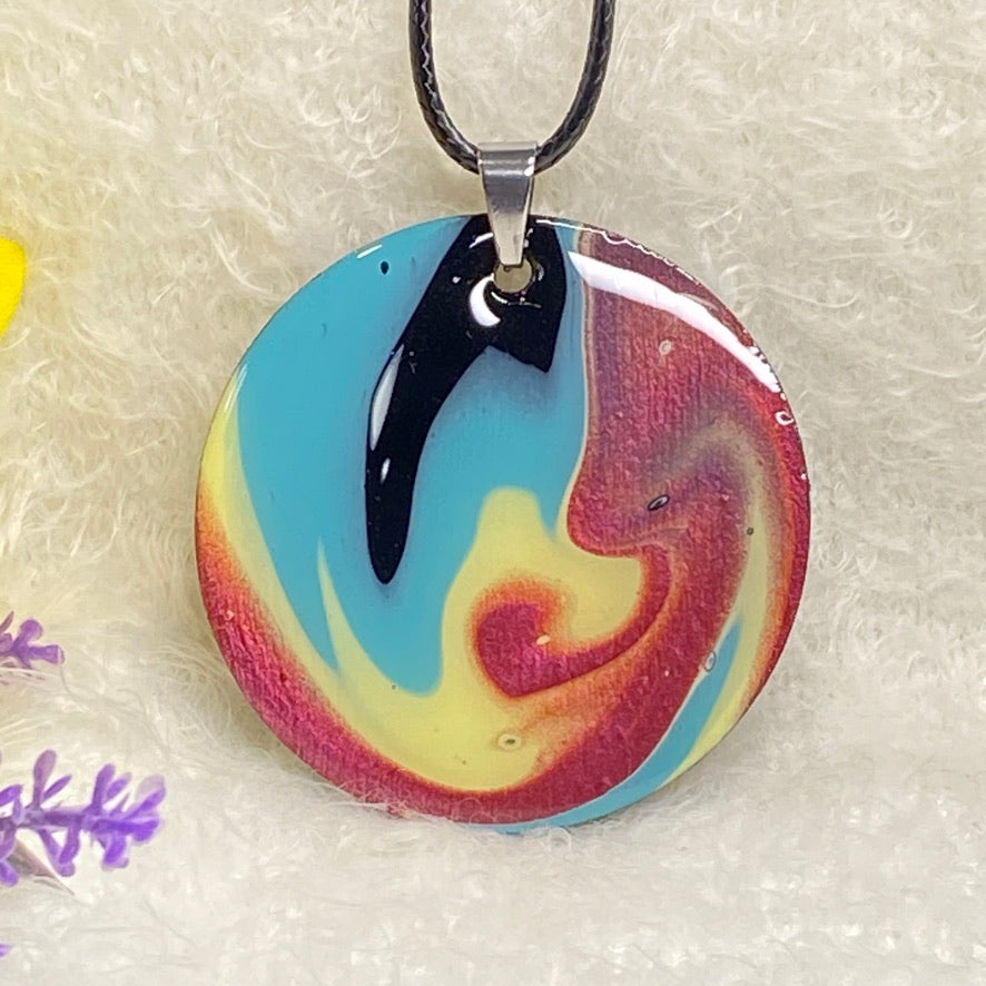 Hand Painted Iridescent Pendant Necklace