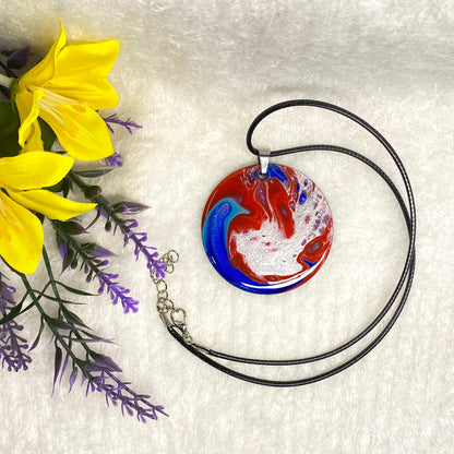 Hand Painted Iridescent Pendant Necklace