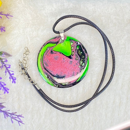 Hand Painted Iridescent Pendant Necklace