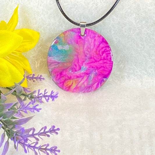 Hand Painted Iridescent Pendant Necklace