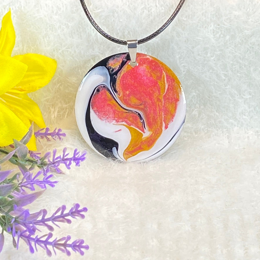 Hand Painted Iridescent Pendant Necklace