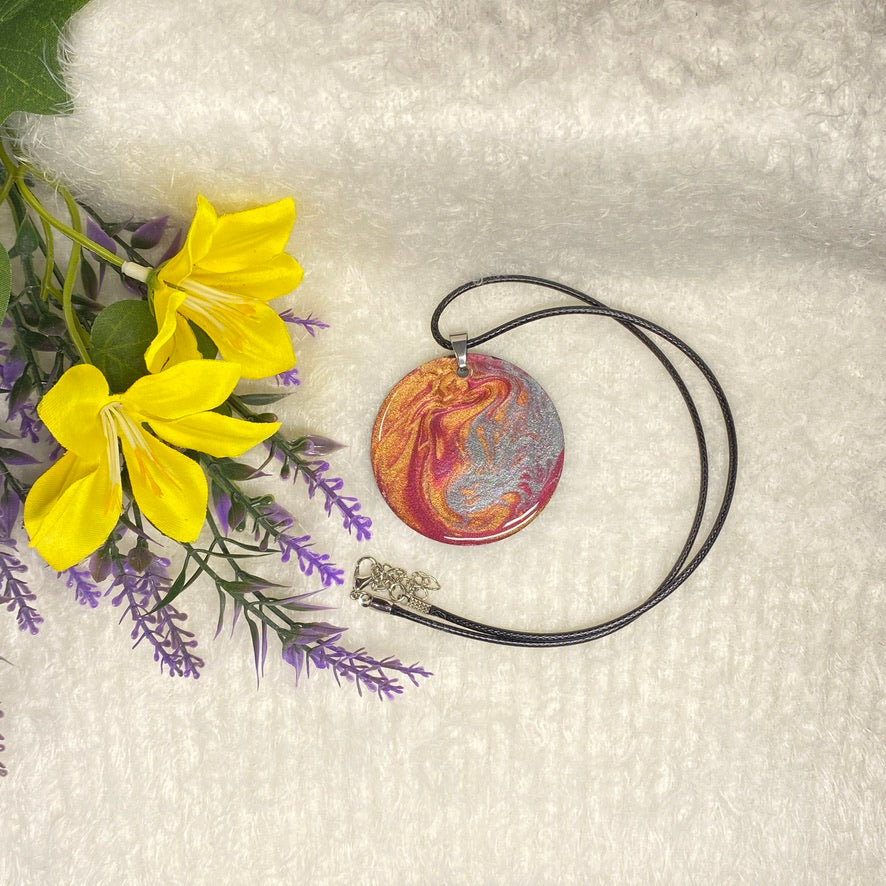 Hand Painted Iridescent Pendant Necklace