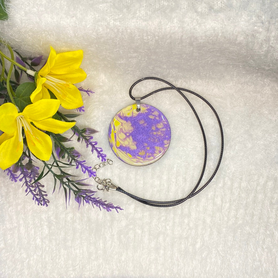 Hand Painted Iridescent Pendant Necklace