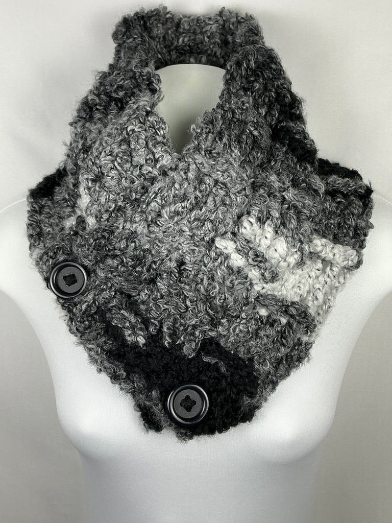 Multi Style Unisex Chunky Crochet Basket Weave Button Cowl Neck Warmer Gaiter Scarf